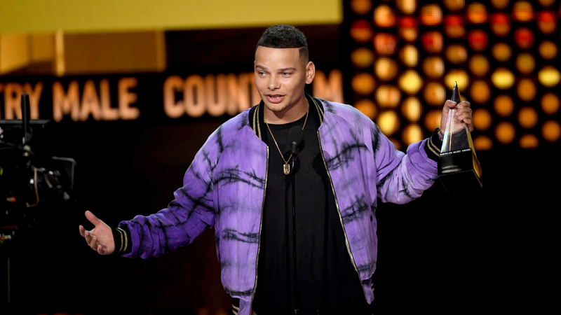 Kane Brown accepts Favorite Male Artist - Country during the 2018 American Music Awards on October 9, 2018 in Los Angeles, California.